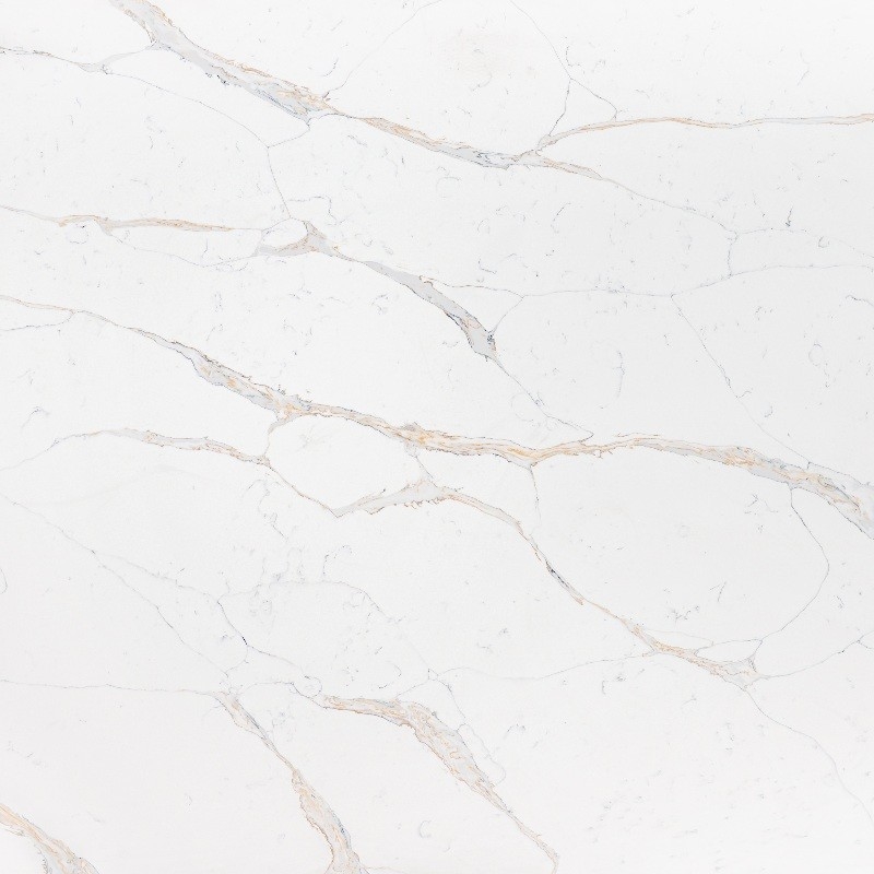 Détails d'or de Calacatta Très bon Quartz Surface 2/3 Cm Vanité de salle de bain Résistance à la flexion 40-70